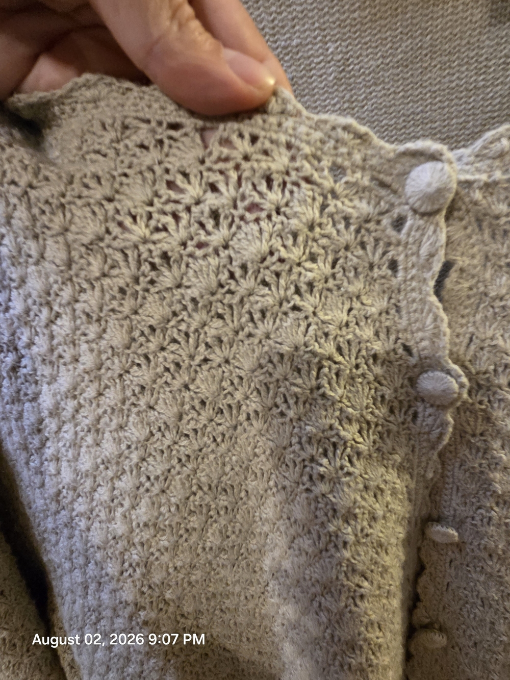 Textured Tan Button-Front Knit Cardigan - Picture 2 of 6